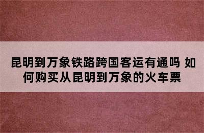 昆明到万象铁路跨国客运有通吗 如何购买从昆明到万象的火车票